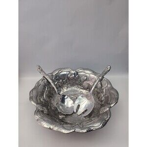 Vintage ARTHUR COURT 14" Bunnies (Aluminum) Salad Serving Bowl SET Rabbits